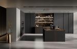 Tailored Wood Veneer Modern Black Kitchen Cabinets Modern Style With Dining Bar