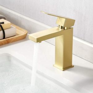 Wholesale 12L/Min Brushed Gold Bathroom Basin Faucet For Office Building from china suppliers