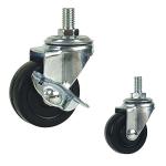50mm Size Rubber Wheel Light Duty Casters Threaded Stem