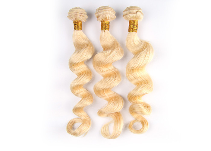Machine Double Weft Virgin Peruvian Hair Extensions Natural Weave Blonde Color 100G True To Weight