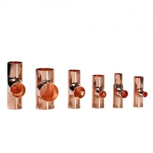 China Plumbing Red Copper Pipe Fittings ASME B16.22 Polished Round Equal Tees on sale