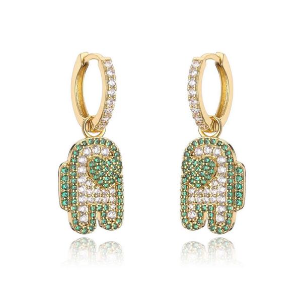 24k Gold Plated Planet Drop Earrings 925 Sterling Silver Hoop Zircon Diamond