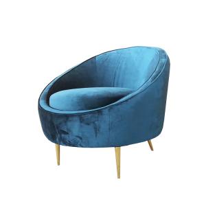 Wholesale 2018 Hotsale blue velvet single sofa,velvet lounge chair with golden metal legs from china suppliers