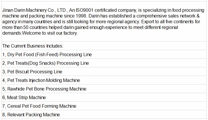 Stanless Steel 304 type Pet Food Manufacturing Equipment , Meat Strip Processing Line