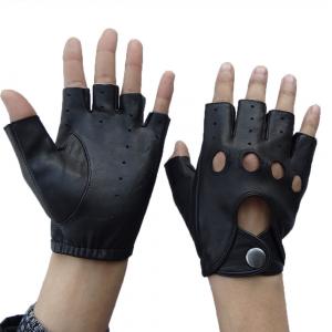 China Fingerless Mens Leather Driving Gloves Plain Style Hand Sewing Stitching on sale