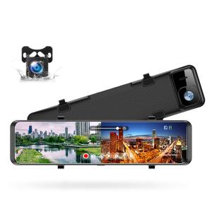 China IPS 12 Inch Mirror Dash Cam 4K Wifi Rear View 500mAH Battery on sale