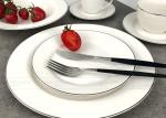 White Gold Line Ceramic Dinnerware Sets Gift Box Packing BSCI Certification
