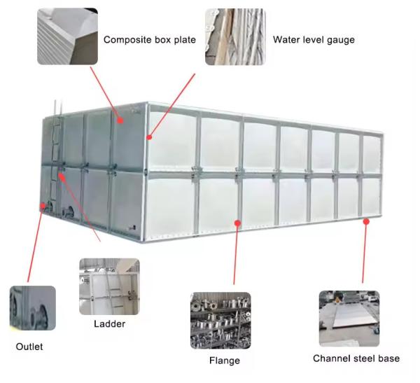 Square Large Sectional Water Tank 100000 Liter FRP Fiberglass Rectangular GRP