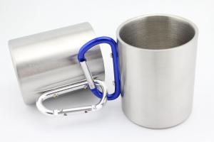 Wholesale Stainless Steel Portable Travel Water Tea Coffee Mug with D-Ring Carabiner Hook as Handle for Outdoor Sports Camping from china suppliers