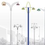 Outdoor Street Light Pole Q235 Hot Dip Galvanized / Powder Coated Surface