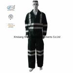 Cotton Navy Blue Fr Coveralls With Reflective Tape / Flame Resistant Workwear