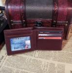 BM Embossed 11x9.5cm Mens PU Leather Wallet Card Holder Handcrafted EN17