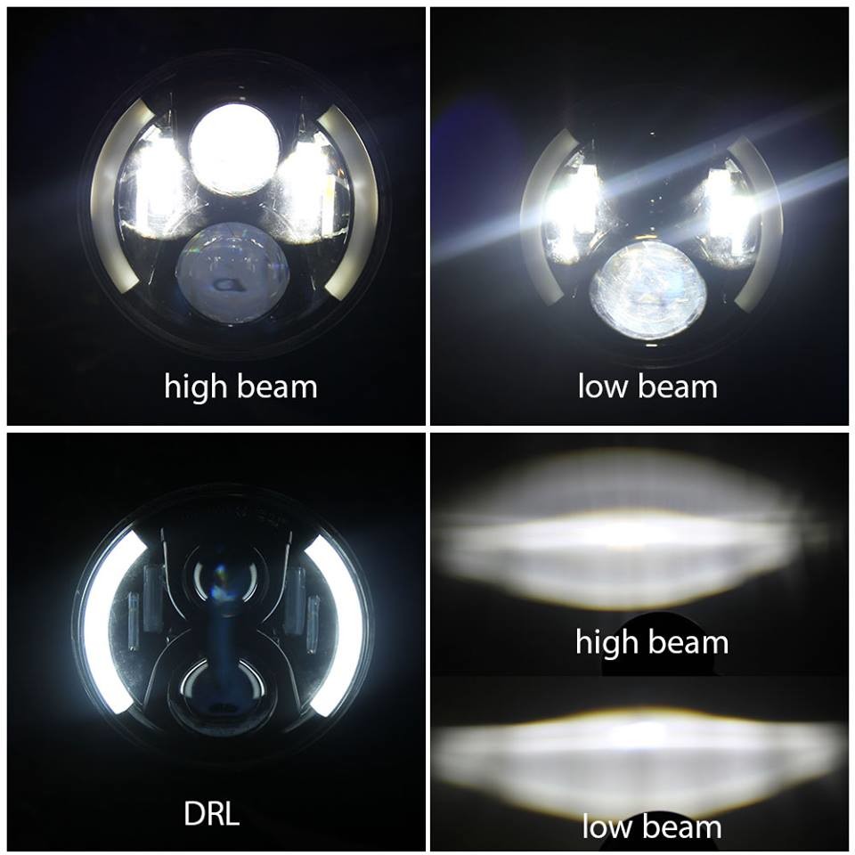 Chrome LED Work Light For Jeep Wrangler , 70W Cree Round LED Headlamp