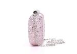 Pink Satin Fabric Hard Case Clutch Evening Bags , Western Rhinestone Purses For