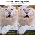 Wildlife Trail Camera No Glow 30MP Image 1080P Video Waterproof IP67 up to 512GB