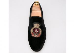 Wholesale Logo Embroidered Velvet Loafers Royal Style Luxury Velvet Slippers For Men from china suppliers