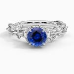 Sapphire Secret Garden CZ RingSet with 6mm Premium Blue Round Sapphire