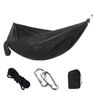 Wholesale Outdoor Essential Black Color 210T Nylon Ripstop Portable Camping Hammock 270*140CM from china suppliers