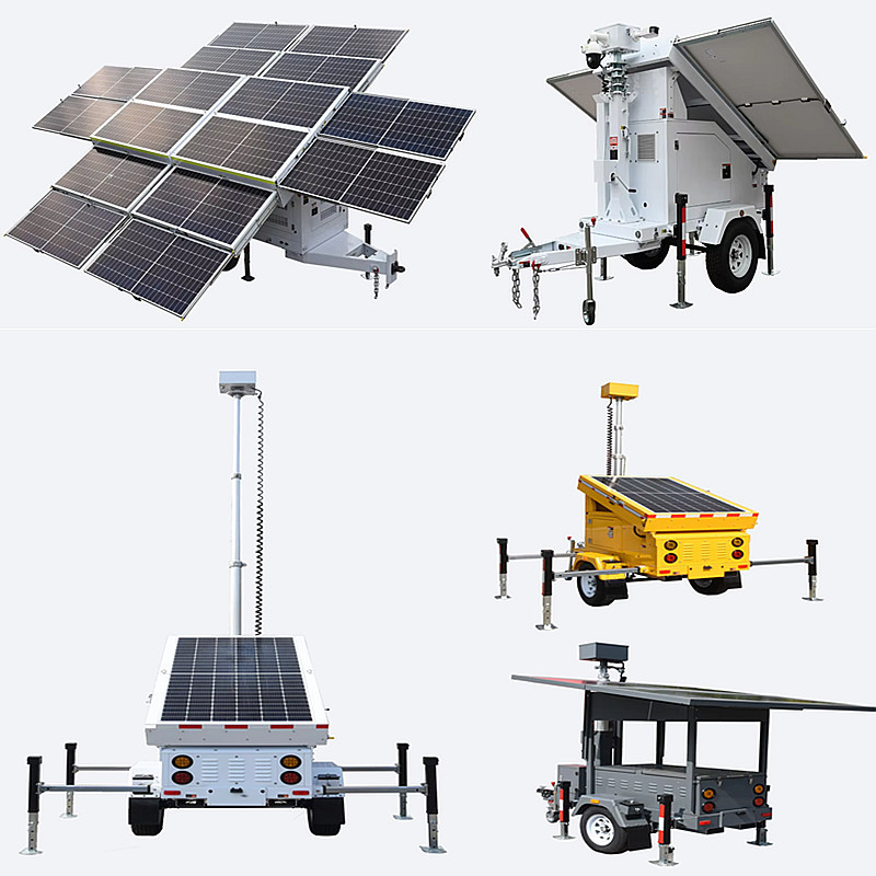 1305W Mobile Solar Light Tower Trailer Mounted Lighting Tower US / AU / EU Standard