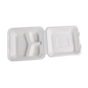 Wholesale 3 Compartments Biodegradable Clamshell Box Bagasse Take Out Lunch Box 9&quot; from china suppliers