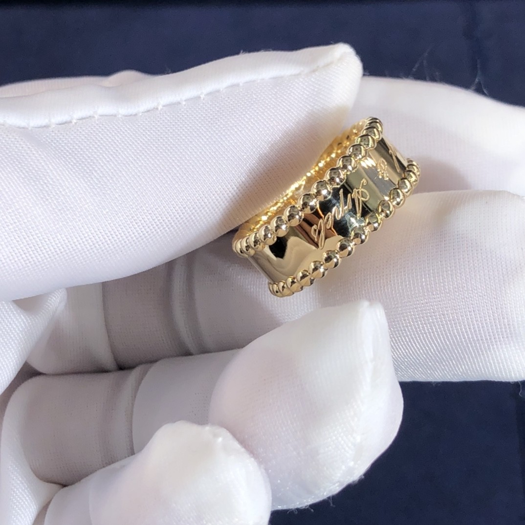 Elegant Factory Make Real Gold Van Cleef & Arpels 18k Gold PerléE Signature Ring