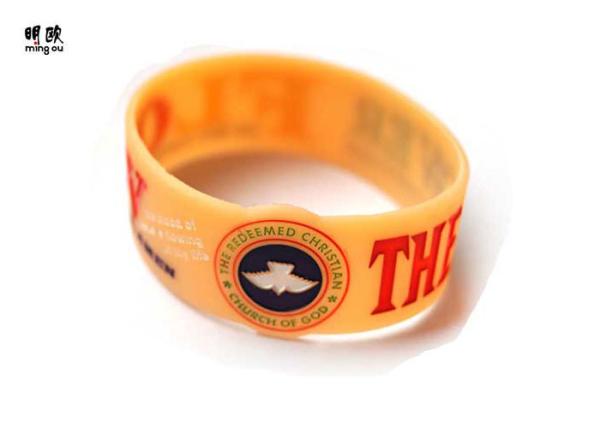 Big Custom Wrist Bracelets / Custom Printed Rubber Bracelets Promotional Logo