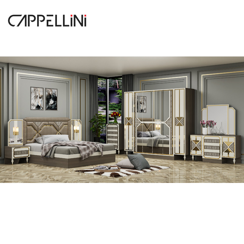 Cheap Modern Wood Frame Double King Size Leather Bed Leather Headboard Luxury Wooden Home Furniture Queen Bedroom Set