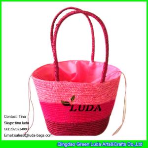 Wholesale LUDA striped handbags drawstring close wheat new design straw beach bags from china suppliers