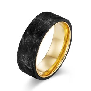Wholesale Forged Carbon Fiber Wedding Bands in Plated Gold and Rose Gold for Men's Jewelry from china suppliers