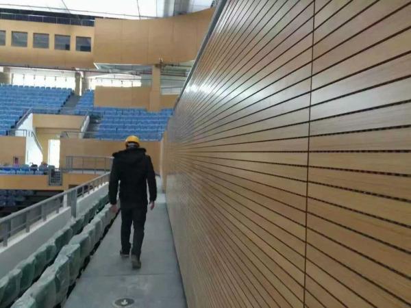 28/4mm Gym Veneer Linear Grooved Acoustic Wall Panels Sound Absorption Isolation