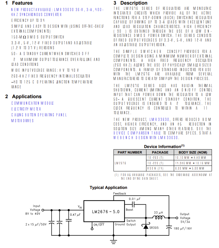 LM2676SX-ADJ/NOPB General Purpose Relays Ic Reg Buck Adj 3a To263-7