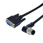 D-Sub Female 9pins To M12 Waterproof Right Angle 9pins Molding Male Connector