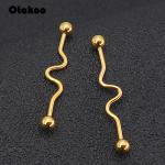Industrial Seismic Wave 14g Barbell Ear Piercing 5mm Ball 38mm long Body jewelry