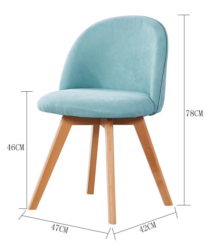 Modern Nordic Style Dining Room Chair with Wooden Legs and Upholstered Seat