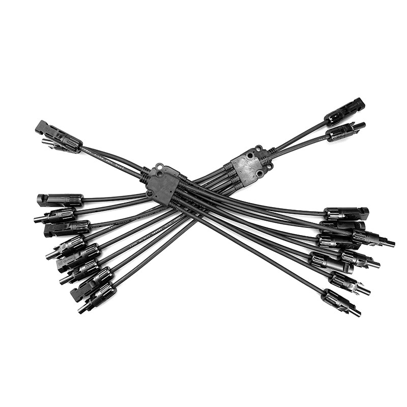 MC4 6mm Black Solar Panel PV Cable 20A Branch Connector Photovoltaic