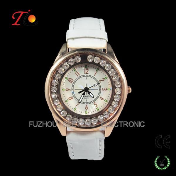 New latest fancy stone watches fashion design and colorful leather band for