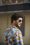 colorful Men's Casual Short Sleeve Shirts Summer Blue Printed