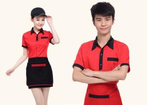Wholesale Red And Black Color Restaurant Staff Uniform Cotton New Polo Style For Waitresses from china suppliers