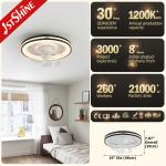 360 Degree Rotation LED Ceiling Fan With Swing Head , Indoor Bedroom Fan Light