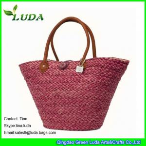 Wholesale LUDA discounted designer handbags red wine women straw beach handbags from china suppliers