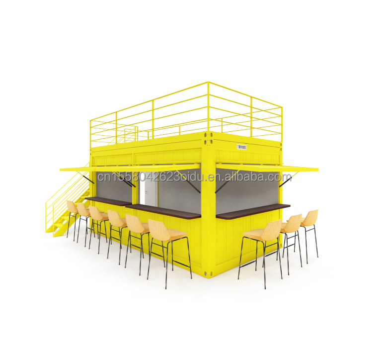 Galvanized Steel Square Tubes Steel Coffee Shop Container Modern 20ft Prefabricated Container Bar for Outdoor