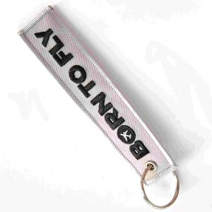 Wholesale Fashion Keychain Gift - Contrast Strap with &quot;BORN TO TY&quot; Embroidery &amp; Sleek Metal Ring from china suppliers