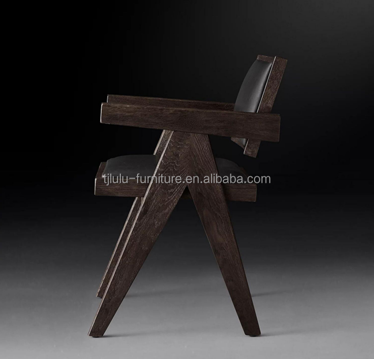 Top Grade Hotel Restaurant Home Using Dining Room Modern Wood PU Chairs With Armrest and Nitrolacquer Finish