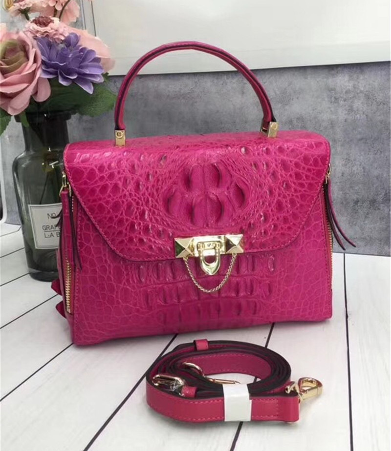 Exotic Genuine Crocodile Skin Woman Orange Purse Authentic Alligator Leather Lady Handbag Female Crossbody Shoulder Bag