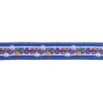 Blue Black Daisy Polyester 35mm Jacquard Ribbon Trim