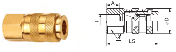 1.0MPa Semi Automatic Brass Quick Coupling Compatible With Rectus 25KA