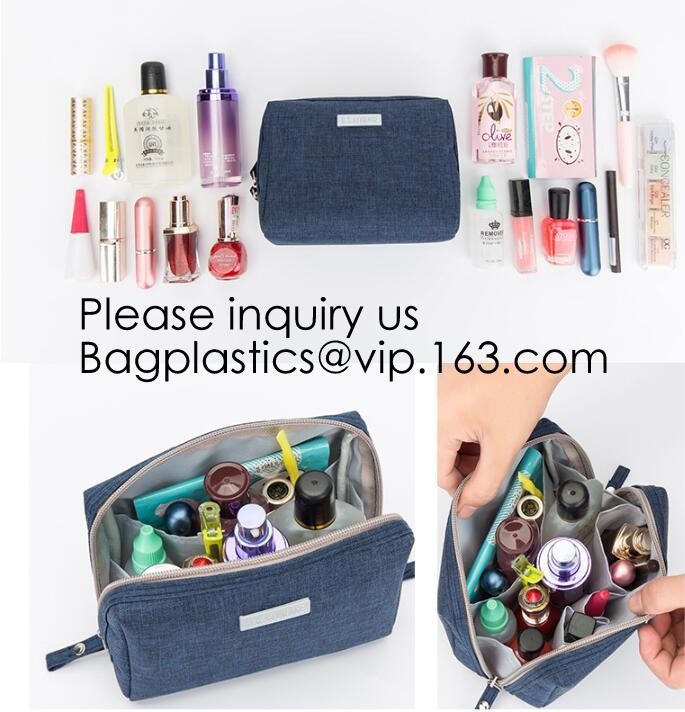 Stylish Black Makeup Brush Organizer Cosmetic Bag Storage Bag With Handle For Travel,Ladies Plain Unisex Toiletry Handba