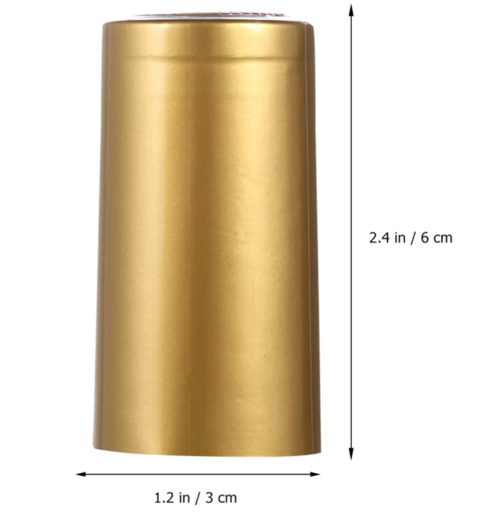 Custom Size Wine Bottle Top Film Gold Shrink Pack With PVC Heat Shrink Capsule