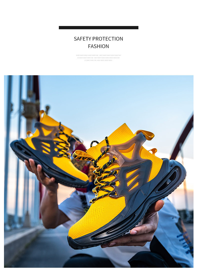 OEM Security Work Boots With Mid-cut Flying Knit Safety Boots And European Standard Steel Toe