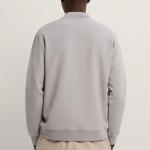 Mens Long Sleeve Mock Neck 100% Cotton Sweater Gray Color Plain Simple Classy
